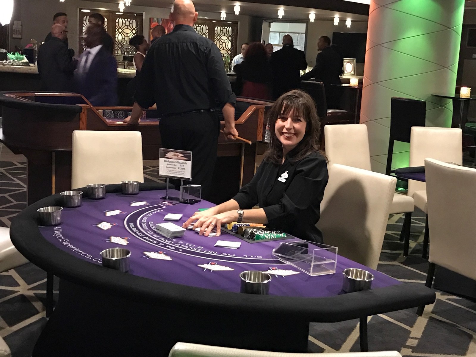 Pamela dealing Blackjack at a casino event
